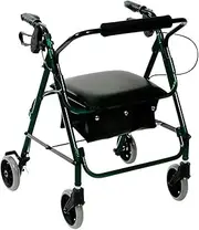 Walker,Elderly Walker, Folding Four Wheel Rollator Walker with Padded Seat Lockable Brakes Ergonomic Handles Carry Bag Lightweight Limited Mobility Aid Green Little Surprise