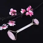 Rose Quartz Jade Slimming Face Beauty Massage Roller (Gold).