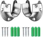 Wardrobe Bracket Heavy Duty Stainless Steel Rod Socket Flange Rod Holder Closet Rod End Supports, 1-1/3" Diameter,U Shaped,Easy Installation Quick Removal Support 200KG-2pcs.