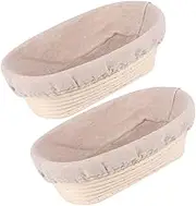 2pcs Oval Banneton Bread Proofing Basket for Sourdough Baking Rattan Bowl with Cloth Liners for Home and Professional Bakers