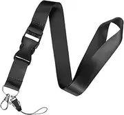 uxcell 1-Pack Breakaway Lanyard for Keys, Black 1" Wide Keychain Long ID Badges Neck Lanyard Strap with Quick Release Buckle for Man/Woman/Girls/Teacher, ID Holder Folder
