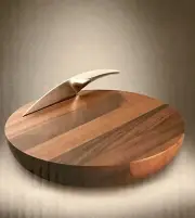 NAMBE Harmony Artisan ACACIA WOOD CHEESE BOARD w/ STAINLESS STEEL KNIFE SET-NEW!