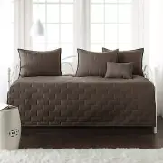 Solid Brown Brick Stitching 6 pc Twin Daybed Set Quilted Cover Shams Bedding
