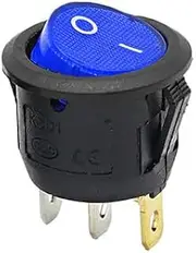 EKSIL 2PCS KCD1 Rocker Switch Blue ON-Off 12V 220V 2 Position 3Pin Small Round Electrical Equipment with Light Power Switch(2PCS Circular,12V)
