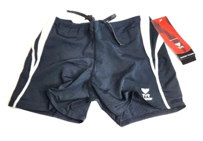 TYR Boys Black White Durafast Splice Boxer Swimwear Sz 28 Brand New