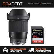 SIGMA 16MM F/1.4 DC DN CONTEMPORARY LENS FOR CANON M-MOUNT (4402971) + SD CARD