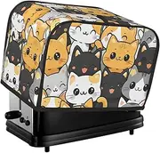 Cats Print 2 Slice Toaster Cover Fingerprint Bread Maker Protectors,Kitchen Small Appliance Dust Cover