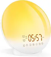 XIULIUU Wake Up Light Sunrise Alarm Clock for Kids, Heavy Sleepers, Digital Alarm Clock with Sunrise & Sunset Simulation, Sleep Aid, Dual Alarms, FM Radio, Snooze, Nightlight, Daylight, Sleep Timer