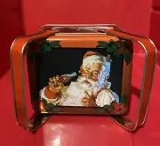 COKE TIN RECTANGULAR LID TWO HANDLES SANTA KIDS TOYS TIN BOX CO 1996 COCA COLA.
