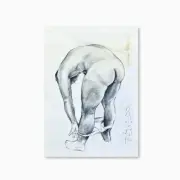 Nude Male Model Standing Drawing Gay Men Art Original Man Body Artwork