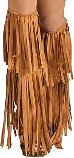 [Fun World] Sweidas Women's Hippie Suede Fringe Boot Covers, Brown