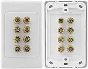 PRO1044 Pro2 8 Terminal Speaker Wall Plate 8X Banana Sockets Standard -Style Wall Plate Standard -Style Wall Plate, Gold Plated Connectors