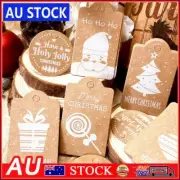 50Pcs Christmas Kraft Paper Gift Tags Scallop Label Luggage Blank + Strings CR