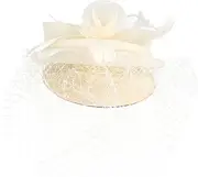[Healeved] Bridal Fascinator Hat for Women Elegant Headband Tea Party Headdress Banquet Headwear Beige