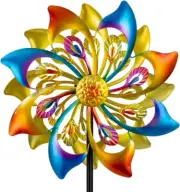 Wind Spinner 4 Prong Stakes Kinetic Metal Outdoor Yard Garden Lawn Decoration