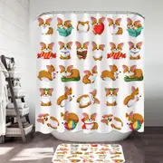Cute and Funny Poses Dog Puppy Shower Curtain