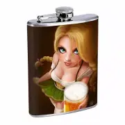 German Pin Up Girls D4 Flask 8oz Stainless Steel Hip Drinking Whiskey