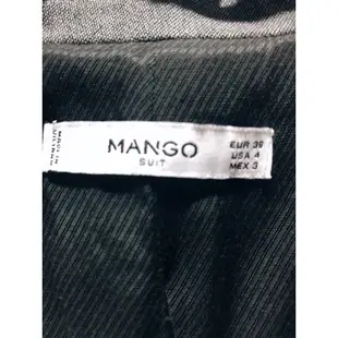 Mango灰色長版綁帶西裝外套