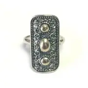 Sterling Silver Byzantine Style Rectangular Ring