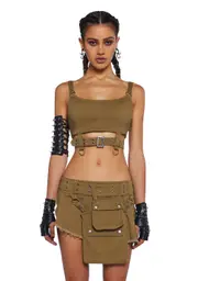 [Club Exx] Scorched Earth Utility Bra Top - Green