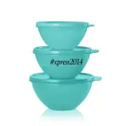 Tupperware NEW Classic Wonderlier Bowl Nesting Seal Airtight Set of 3 Teal