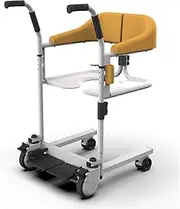 Z&y GLAa Portable Shower Commode Chairs with Wheels Patient Transfer Wheelchair Aid,Lightweight Height Adjustable Shower Stool Commode Seat Comfortable Durable/Yellow