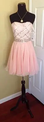 NEW SHERRI HILL 11046 BLUSH SILVER BEADED SHORT FORMAL COCKTAIL EVENING DRESS 4