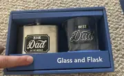 Gift Set Best Dad In The World Glass & Flask Whiskey Fathers Day Glass Flask