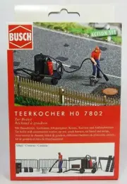 BNIB OO / HO BUSCH 7802 TAR BOILER, TARMAC REPAIR ROAD WORKS SET + FIGURE