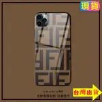 IPHONE13PRO 蘋果 16 15 14 12 11 PRO MAX玻璃貼後蓋手機殼宮格棕橙色潮牌時尚客製化保護套