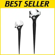 Chrome Vanadium Spud Wrench Set: 12-Inch Adjustable & 16-Inch with Black Finish