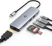USB C Hub, TOTU USB C Adapter MacBook Pro/Air Ipad Pro 6 in 1 with 4K HDMI Output, 100W PD Port, 2 USB 3.0, SD/TF Card Slot, USB C Docking for Dell Laptop and Other Type C Laptops