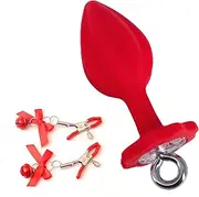 Couples Pleasure Training Luxury Base Butt Plug Silicone Massage Butt Plug With Adjustable Nipple Clamps Anal Sex Toys for Women