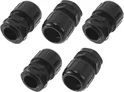 X AUTOHAUX M20x1.5 Cable Glands 18.5mm / 0.73" Bellows Waterproof Tensile Joint Straight-Through PA6 Nylon Black 5 Pcs