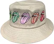 [Rock Off officially licensed products] The Rolling Stones Bucket Hat Multi Tongue Pattern Official Unisex Natural Small/Medium
