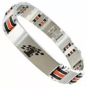 Rochet Roma Nicky Hayden #1 Stainless W/Orange Black Rubber Insert Mens Bracelet