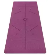 Ewedoos Yoga Mat with Alignment Marks, Thick 1/4'' Textured Purple