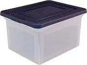 Office Depot Stackable File Tote Box, Letter/Legal Size, 10 13/16in.H x 14 1/8in.W x 18in.D, Blue/Clear, 170007