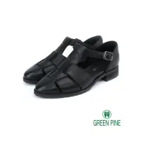 在飛比找momo購物網優惠-【GREEN PINE】文青風格編織涼鞋黑色(0086220