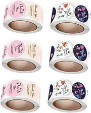 Angoily 6 Rolls Mother's Day Stickers Flowery Design Present Bag Labels for DIY Crafts Removable Adhesive Unique Thankful Patterns for Present Wrapping and Envelope Sealing