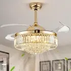 FIDGRA 42'' Fandelier Ceiling Fan with Light Retractable Chandelier Fan LED D...