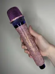 Pink AB Rhinestone Wireless Karaoke Microphone+Receiver System - Rechargeable
