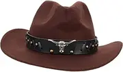 [TINEASUR] Outdoor Western Hat Vintage Cowboy Hat Curved Brim for Cosplay and Hiking Coffee