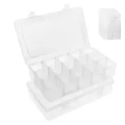 2 Pack Large 15 Grid Organizer Box Storage Container for Craft Beads Small Parts