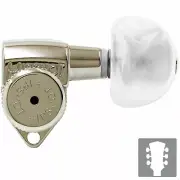Hipshot Grip-Lock Open-Gear LOCKING Tuners SMALL DOME PEARL Buttons 3x3 NICKEL