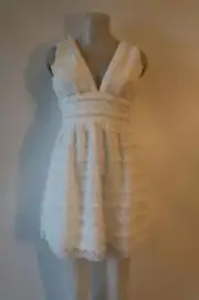 NWT Womens Aidan by Aidan Mattox White Fringe Sleeveless Dress 8 *