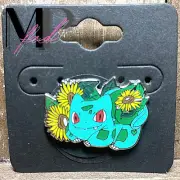 Pokemon Hard Enamel Pin Collectible Silver Butterfly Clutch BULBASAUR IN FLOWERS