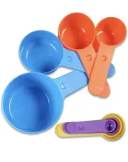 Plastic Measuring Cups and Spoons Set - 8 Pieces Measuring Cups Spoons Set BPA