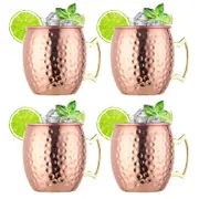 500ml Stainless Steel Moscow Mule Mugs Set of 4 Hammered Cups-RoseGold