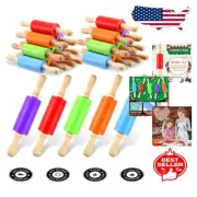 Colorful 20-Piece Mini Rolling Pin Set - Perfect Kitchen Tool for Kids Baking